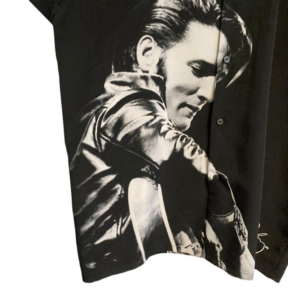 Dragonfly Clothing Elvis Presley The King Black Rocker Satin Button Up Size XL - Picture 9 of 16